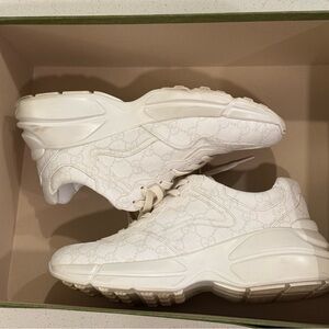 Gucci GG Rython Sneakers Size 6.5 White Leather